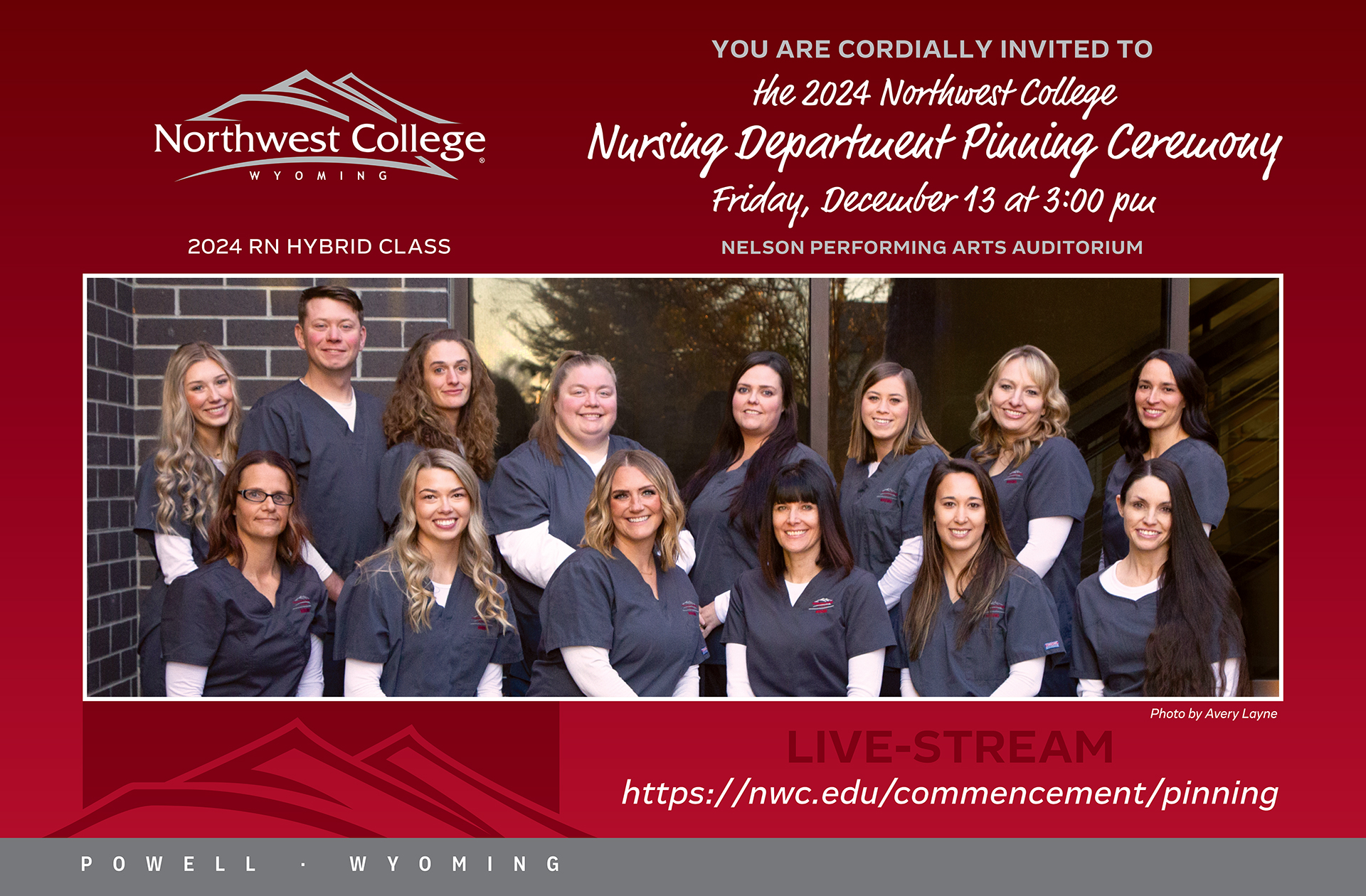 Nursing Department December 2024 Pinning Ceremony Invite