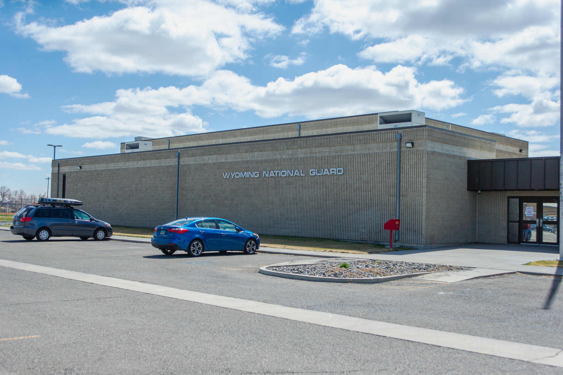 Outside front entrance of Powell Armory